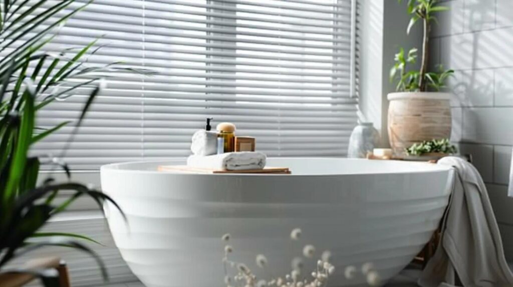 What should “bathroom-friendly blinds” be able to handle?